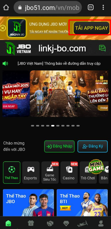 Tải JBO App mobile